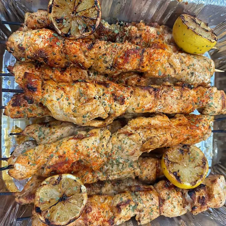 Chicken souvlaki tray