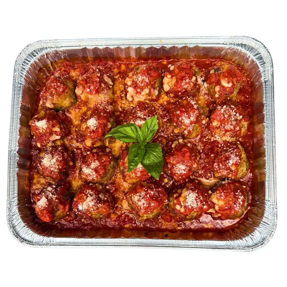 Meatballs in sauce tray